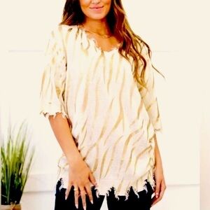 Amoli gold zebra print sweater